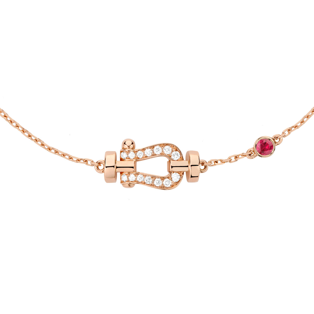 Small Fred Force 10 bracelet in rose gold with diamond and ruby accents image number 2